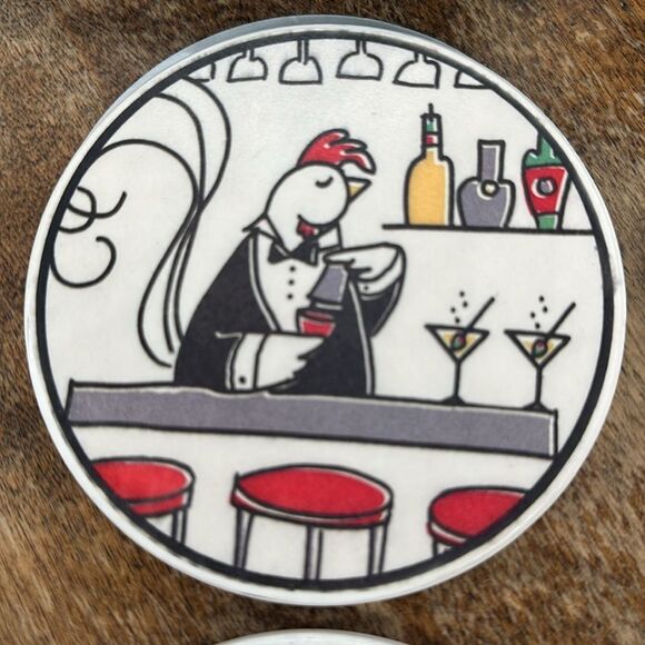 Cocktails Coasters Chickens Set of 4 in Box Absorbant - Picture 7 of 15